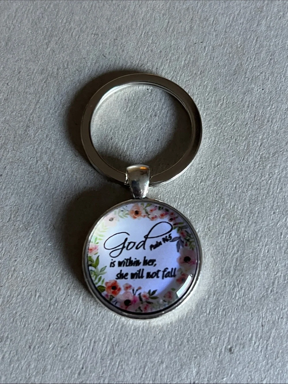 God Is Within Her She Will Not Fall Bible Verse Keychain